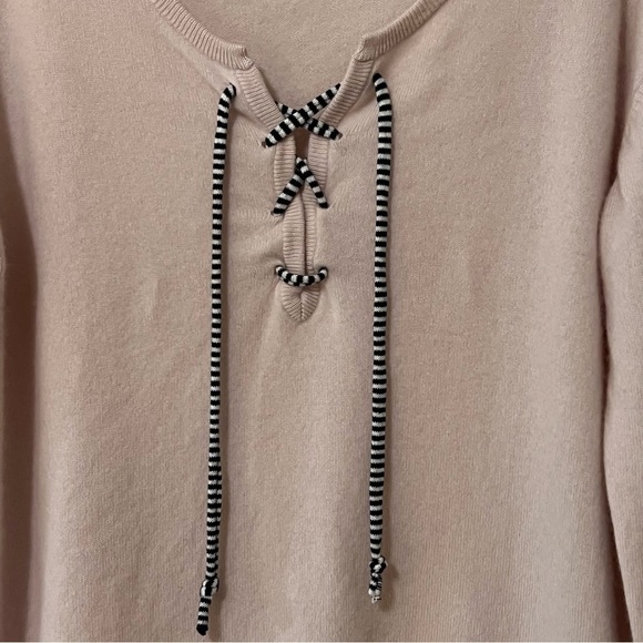 LABEL + Thread 100% Cashmere Henley Style Tie Sweater M Relaxed slouchy boxy - Picture 8 of 14